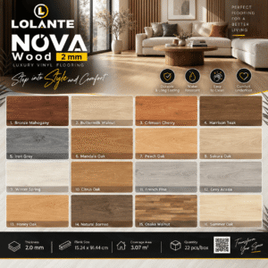 Nova Lantai Vinyl 2 mm – Motif Kayu
